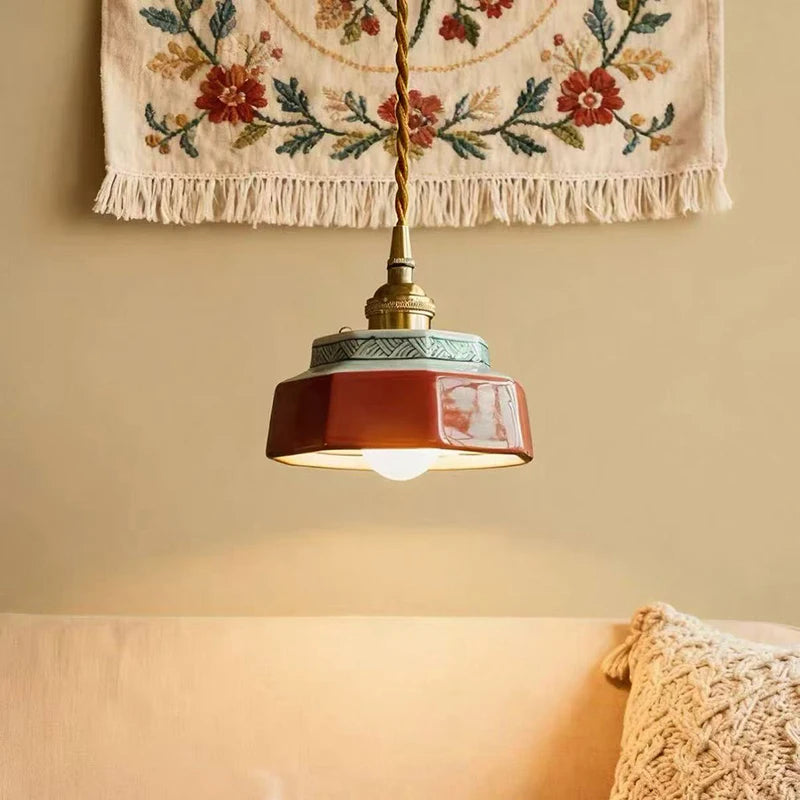 Retro Pendant Lamp E27 LED Hanging Light for Restaurant Balcony Dining Room