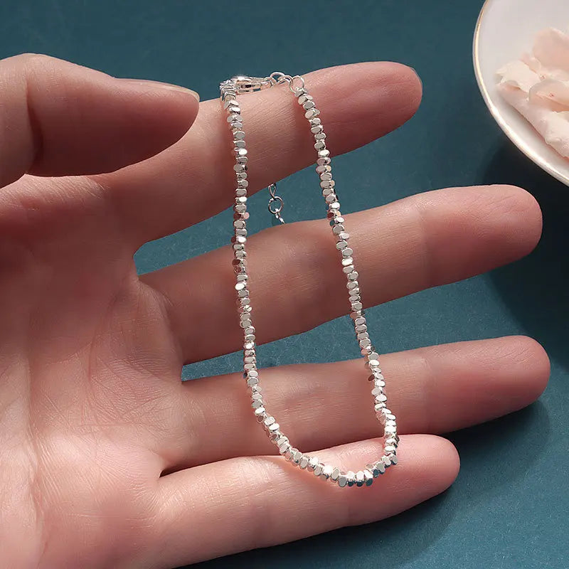 925 Sterling Silver Irregular Chain Bracelet for Women Vintage Jewelry