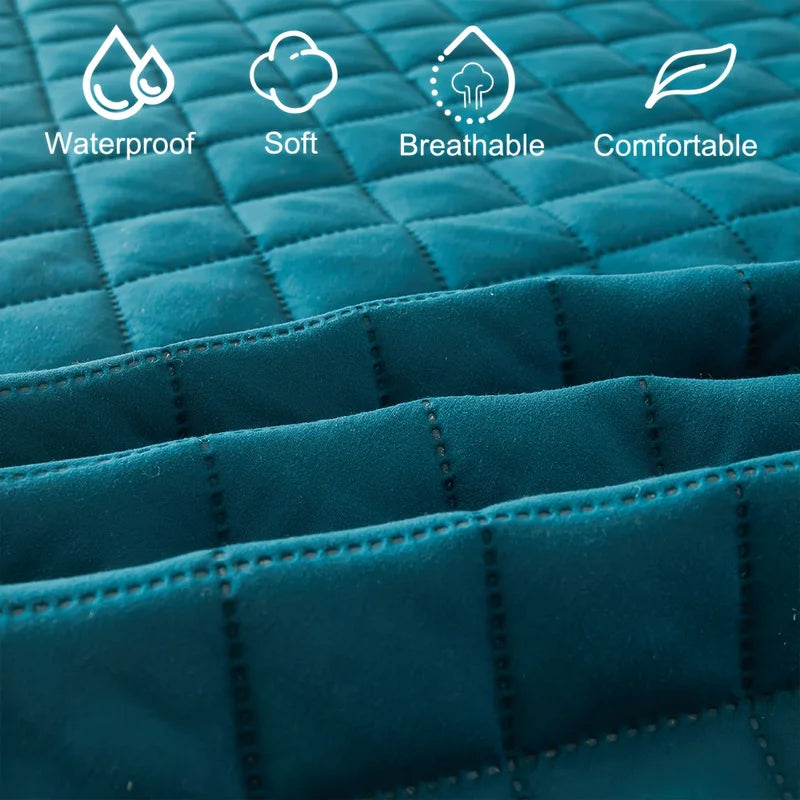 Waterproof Fitted Mattress Protector - Quilted, Machine Washable Single Double Bed Cover