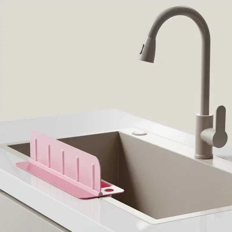 Foldable Silicone Sink Splash Guard with Storage - Waterproof Water Dam for Kitchen Washing