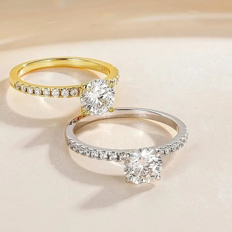 Moissanite Solitaire Engagement Ring 8mm 2ct 14K Gold Filled Jewelry for Women