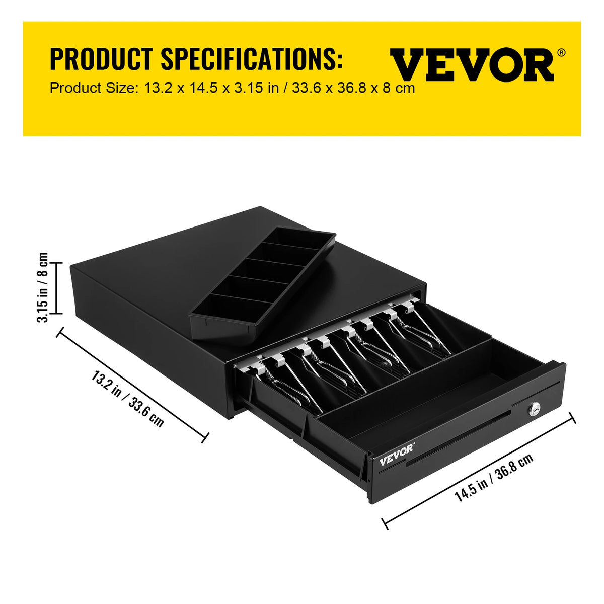 16-Inch Cash Register Drawer with Removable Coin Compartments for POS System - Multiple Colors