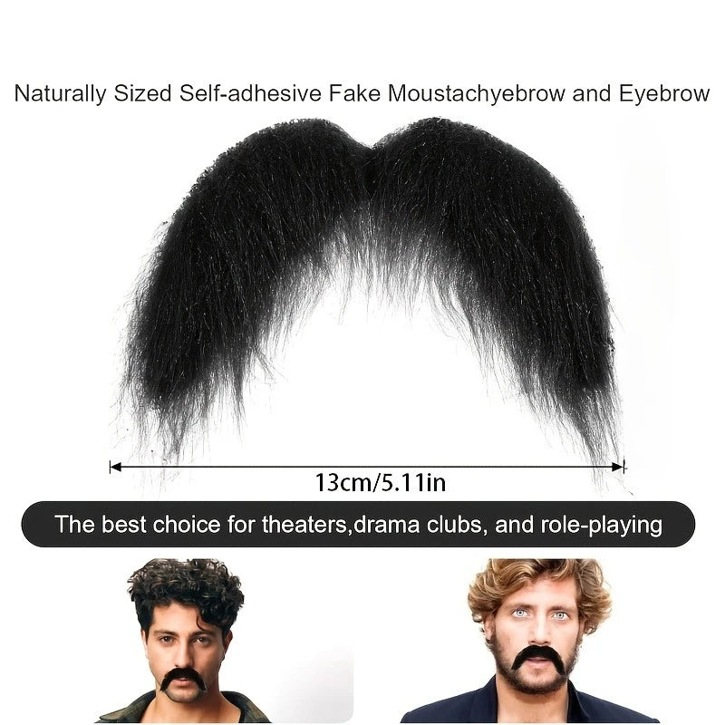 3pcs Fake Mustaches Set - Realistic Stick-On Facial Hair for Cosplay & Costumes