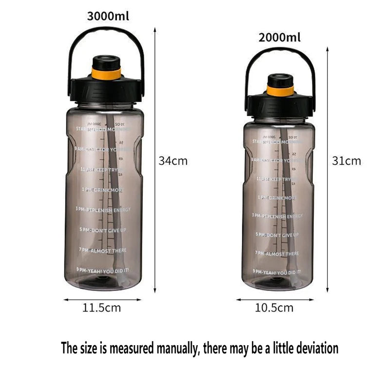 101oz/50oz BPA-Free Insulated Water Bottle with Time Marker, Straw & Lid