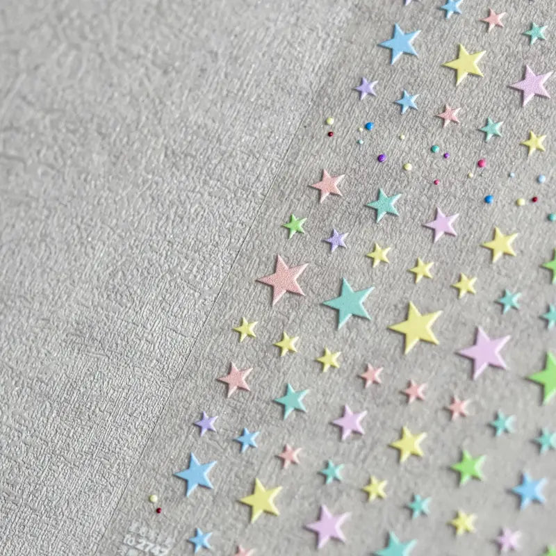 Colorful 5D Star Nail Art Stickers - Self-Adhesive Kawaii Decorations