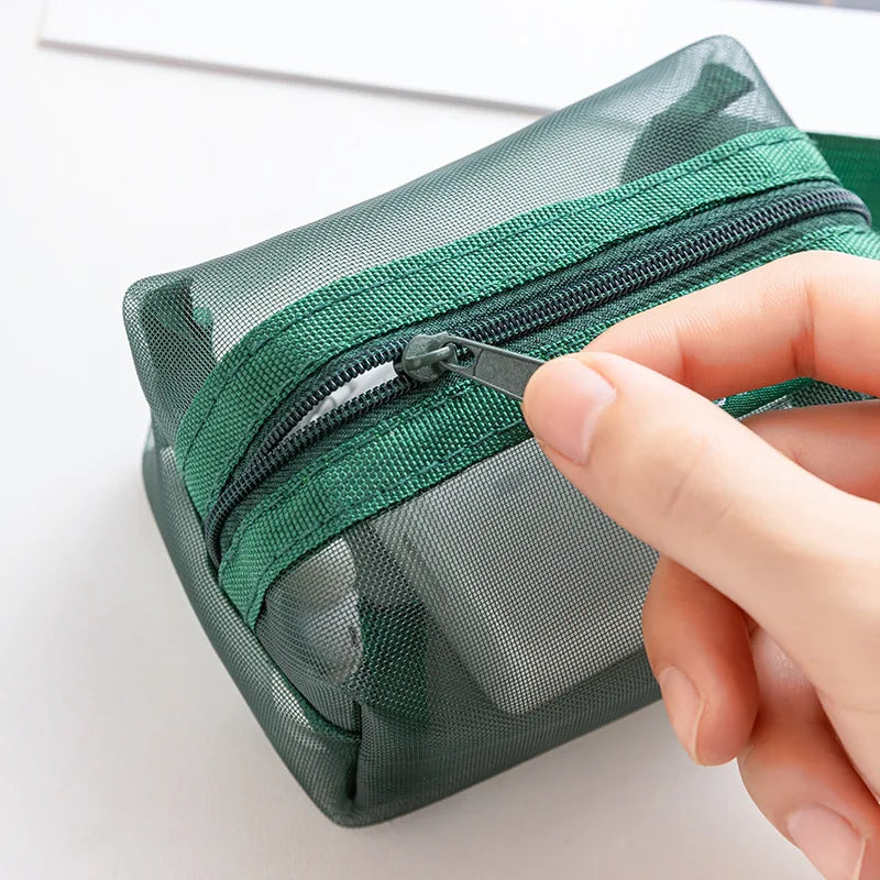 6PCS Transparent Mesh Storage Bags for Coins Cosmetics Travel Organizer Pouches