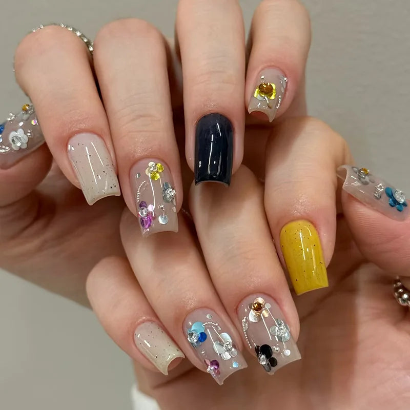 3D Flower & Polka Dot Nail Art Sequins Set - Multiple Colors, 12 Grids, 1-3mm Glitter Flakes for Manicure