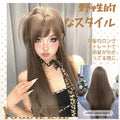28 Inch Honey Ash Brown Synthetic Wigs with Bangs - Long Straight Hair for Women