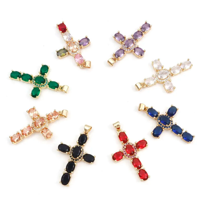 Copper Religious Cross Pendant Jewelry Findings for DIY Necklace & Bracelet Making 4cm x 2.3cm