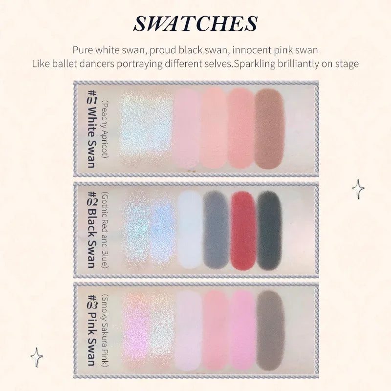 Flower Knows Makeup Swan Ballet Eyeshadow Palette Natural Nude Glitter Matte Shades