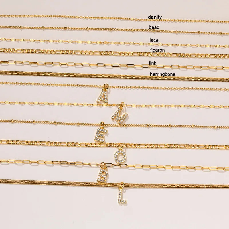 Initial Letter Necklace for Women with Zirconia Pendant - Gold, Silver, Rose & More