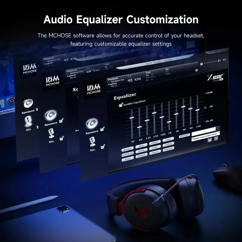 Wireless Gaming Headset 7.1 Surround Sound Noise Cancelling Mic Low Latency Lightweight for PS5 PC Switch