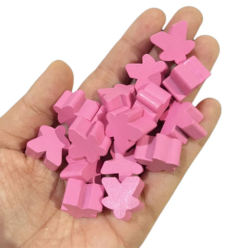 Wooden Meeples Board Game Pieces Set - 14 Colors, 16mm Replacement Pawns