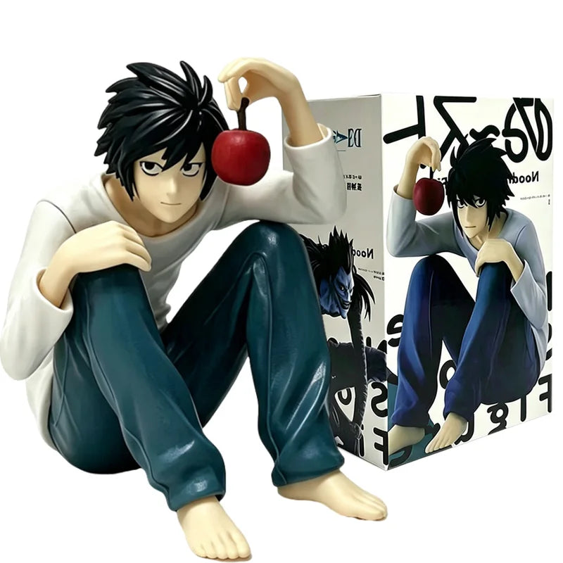 Anime Noodle Stopper Action Figure - L Lawliet PVC Sitting Toy with Apple