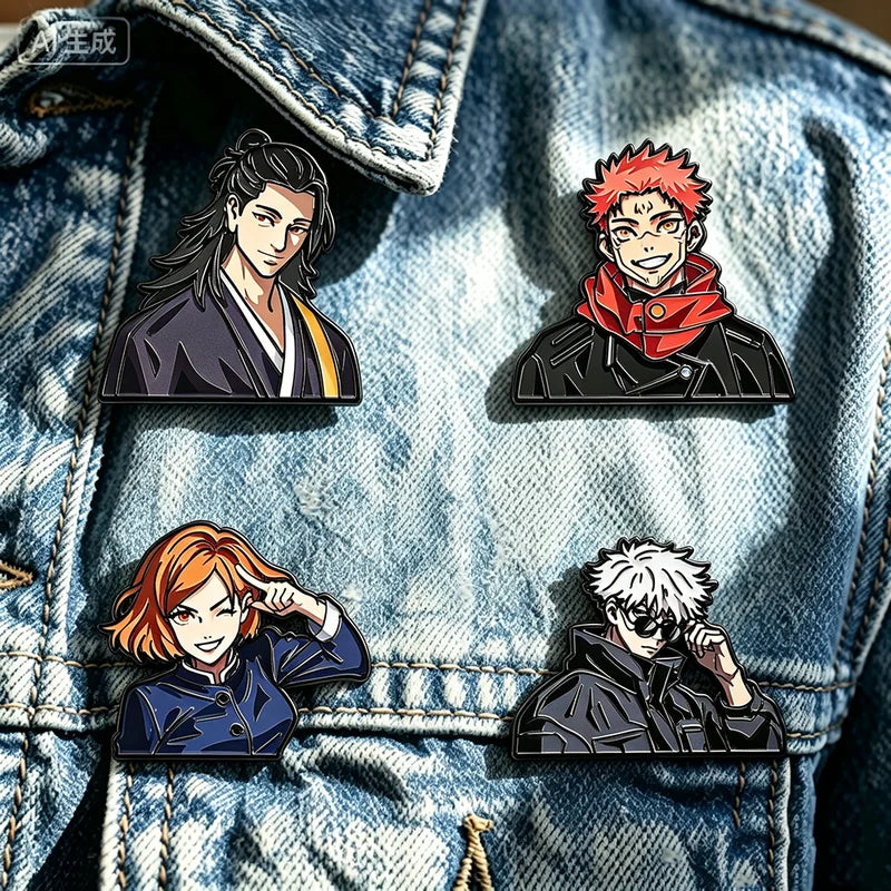 Anime Enamel Pins Set Satoru Gojo & Nobara Kugisaki Cartoon Character Brooches for Backpack