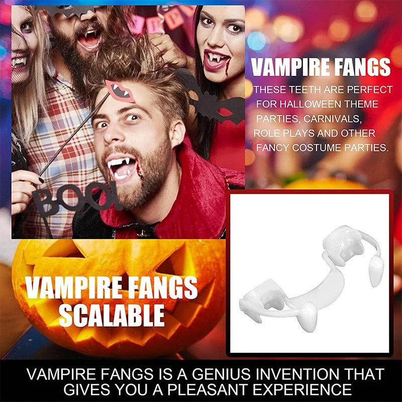 Realistic Vampire Fake Teeth - Halloween Cosplay Prop with Retractable Design