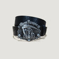 Unisex Punk Skull Leather Belt with Skeleton Hand Embossed Design for Gothic Halloween Accessories