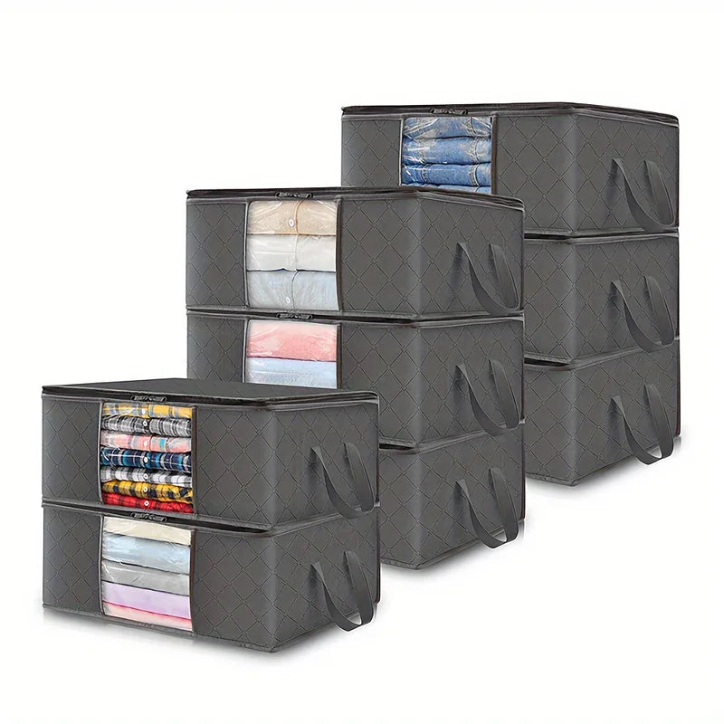 35L Foldable Fabric Storage Bags with Clear Viewing Window for Clothes & Bedding