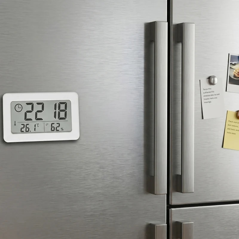 Digital Clock with Temperature and Humidity Meter - Battery Powered Indoor Environment Monitor