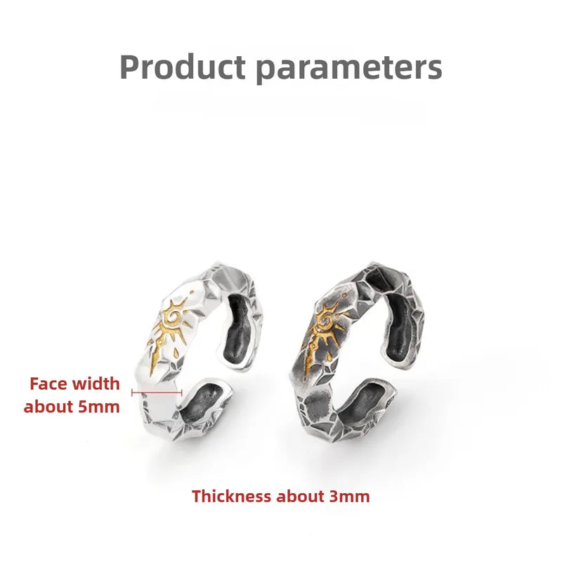 Adjustable Wishing Stone Totem Ring - Stainless Steel Punk Jewelry for Men Women