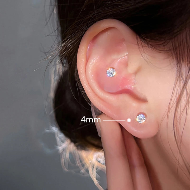 Magnetic CZ Stud Earrings for Women Men Non Piercing Jewelry 2 Pack