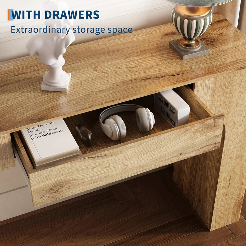 Farmhouse Console Table with Drawer - Narrow Entryway Sofa & Hallway Table