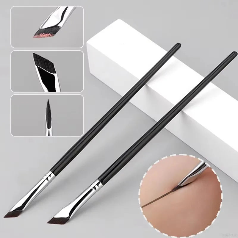 Eyeliner & Eyebrow Makeup Brush Set - Precise Fine Angle Flat Detail Tools