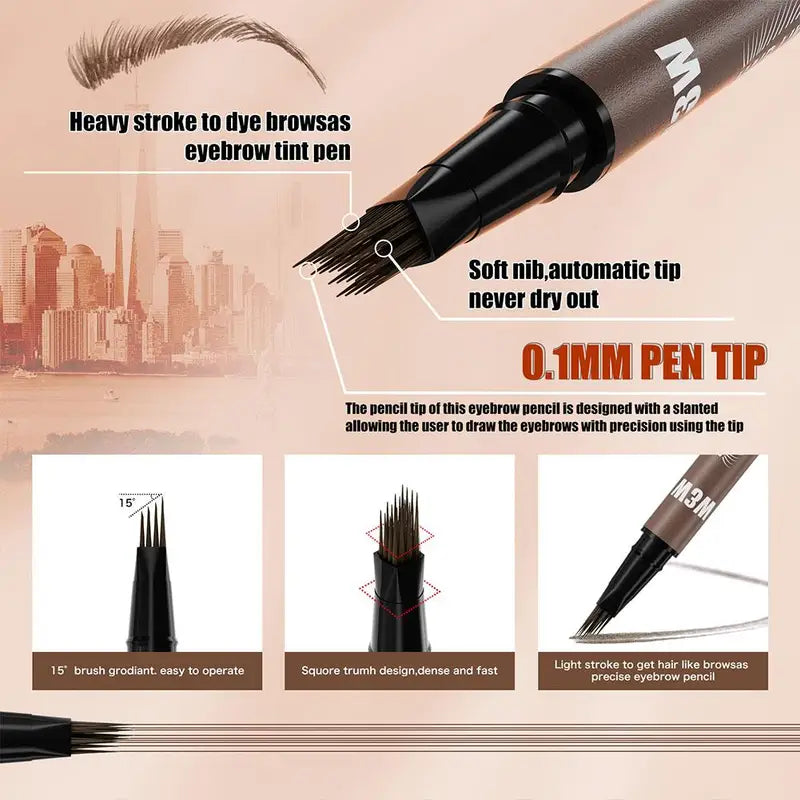 Dual-Ended Micro-Sculpting Eyebrow Pencil & Eyeliner - Long-Lasting Liquid Makeup