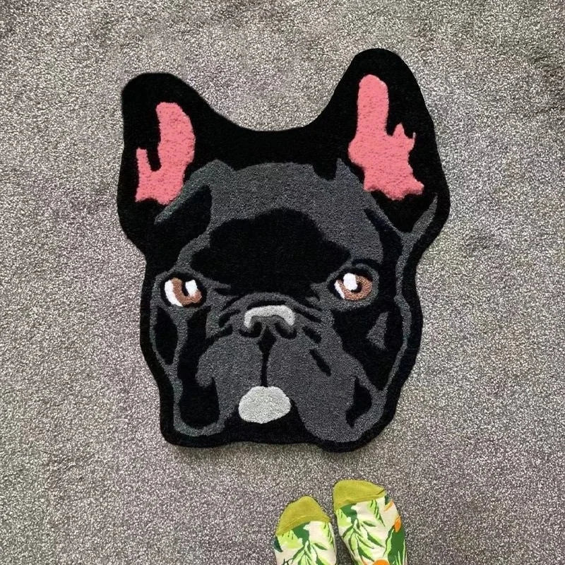 Pug Shaped Pet Rug - Soft Faux Lambswool Floor Mat for Home & Living Room