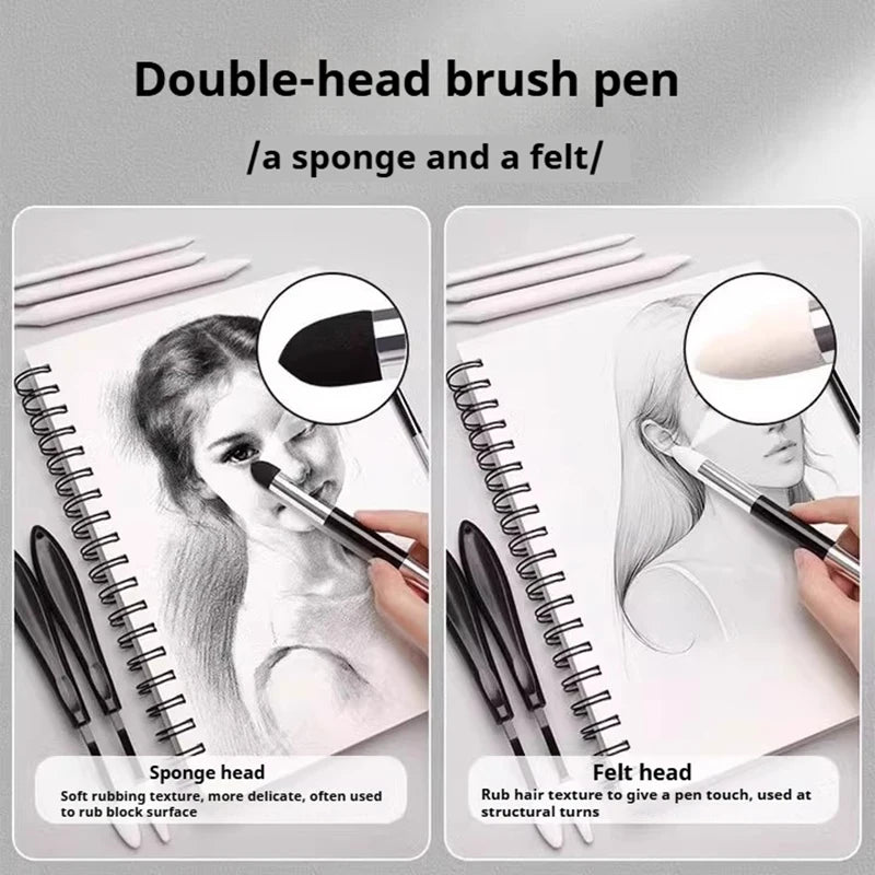 Artist Blending Sponge Pens Set - Washable Dual-Tip Pastel Foam Blenders for Drawing & Painting
