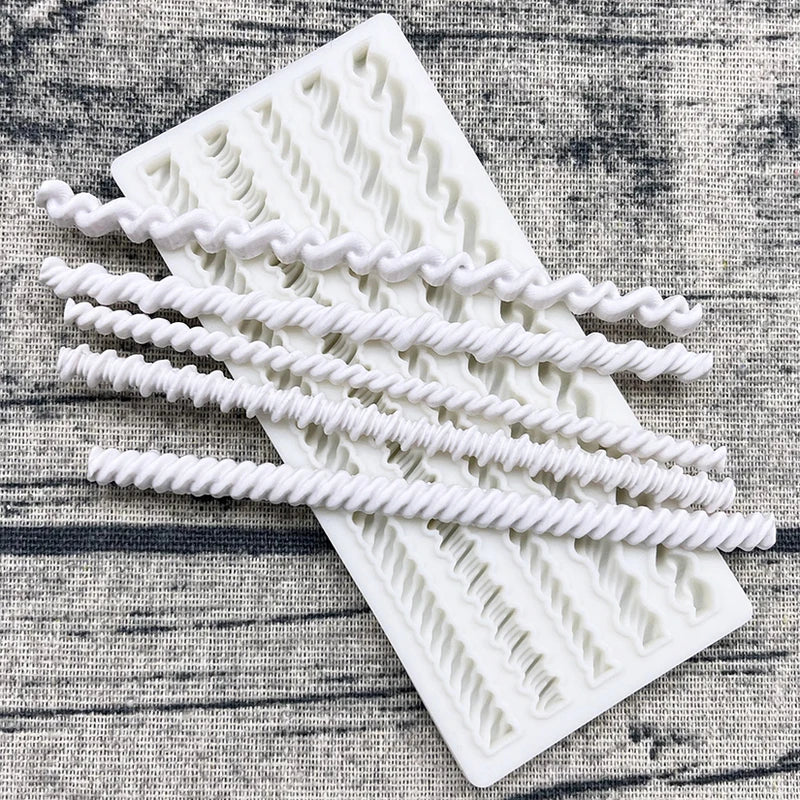 Silicone Cake Mold - Pearl Rope Wave Flower Gemstone Shape for Cake Decorating