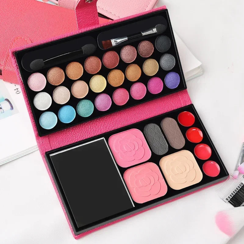 Kids Makeup Set with 33 Color Eyeshadow Blush Lipstick Mirror Portable Palette for Beginners