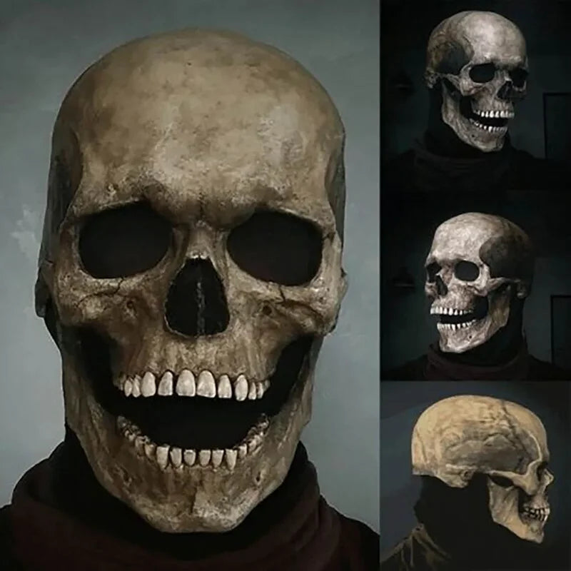 Halloween Latex Skull Mask Full Head Horror Costume with Movable Jaw