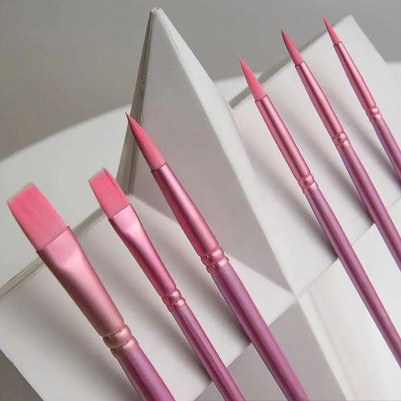 Watercolor Brush Set with Soft Nylon Bristles - Round, Flat, Pointed for Beginners