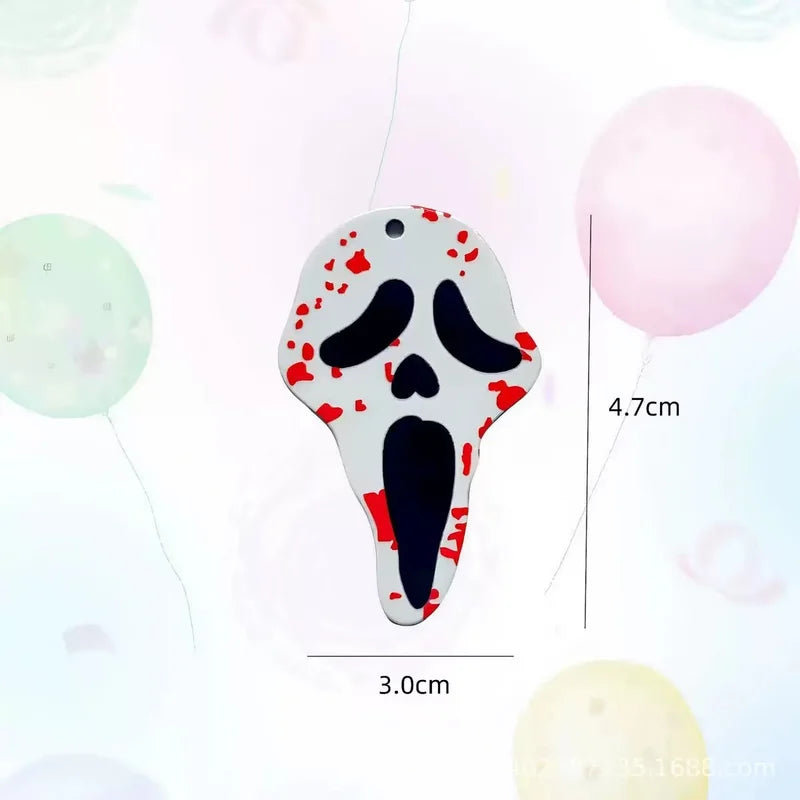 Halloween Ghost Acrylic Charm Pack for Jewelry Making & Keychains - 10 Pcs