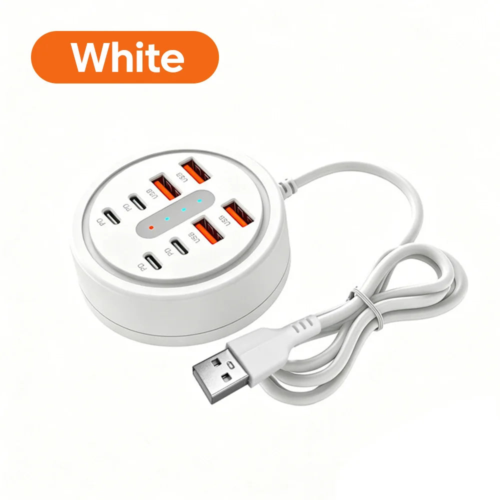 8-in-1 USB Power Strip Charging Station Wall Socket Adapter with 4 USB & 4 Type-C Ports