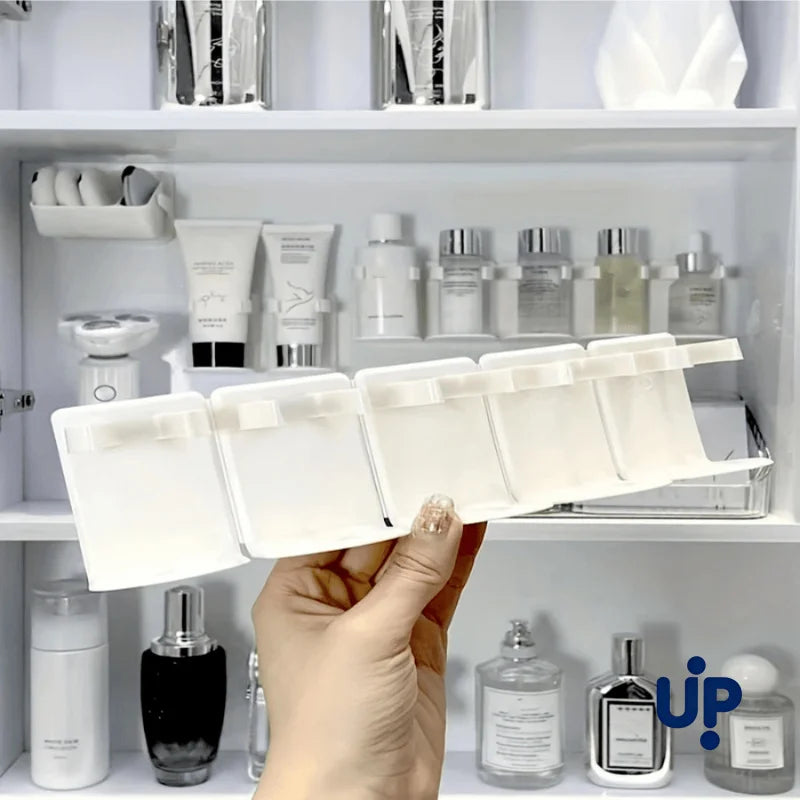 Wall-Mounted Cosmetic Storage Rack - 5-Grid Bathroom Organizer Shelf, Punch-Free, Cuttable, Plastic