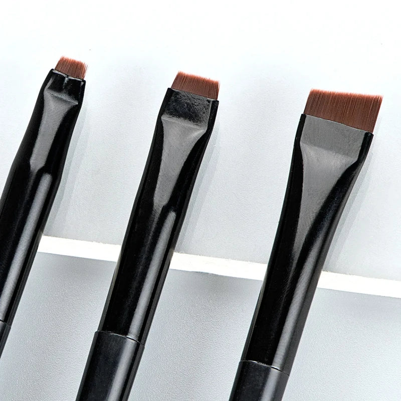 3PCS Makeup Brush Set Eyeliner and Eyebrow Contour Brushes - Portable Flat Fine Eye Tools