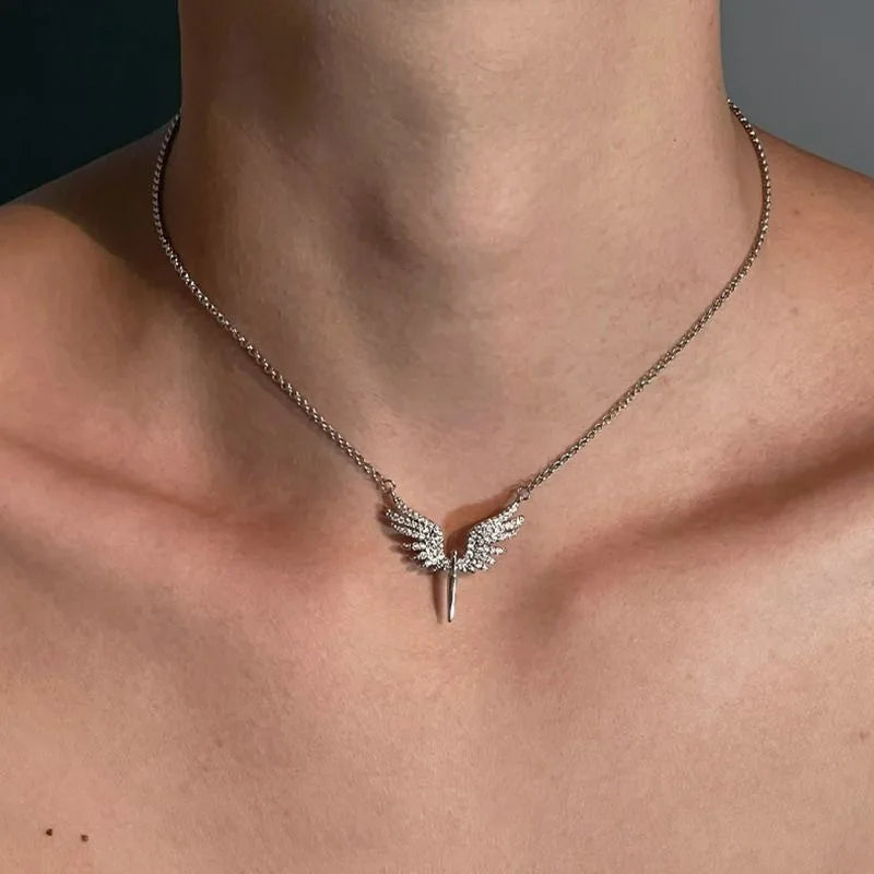 Creative Angel Wings Pendant Necklace Jewelry All-Match Clavicle Chain Charm