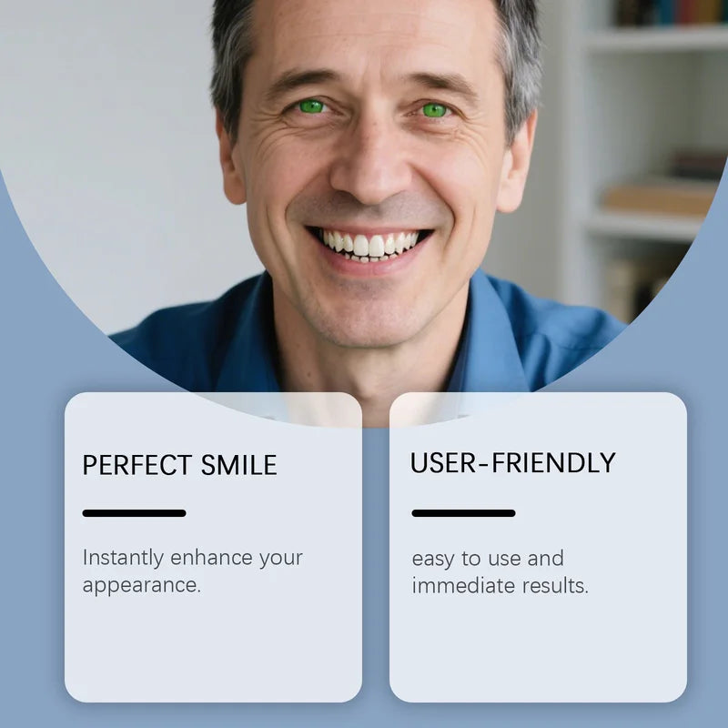 Full Set Silicone Dentures - Soft, Custom Fit, Temporary Broken Teeth Replacement