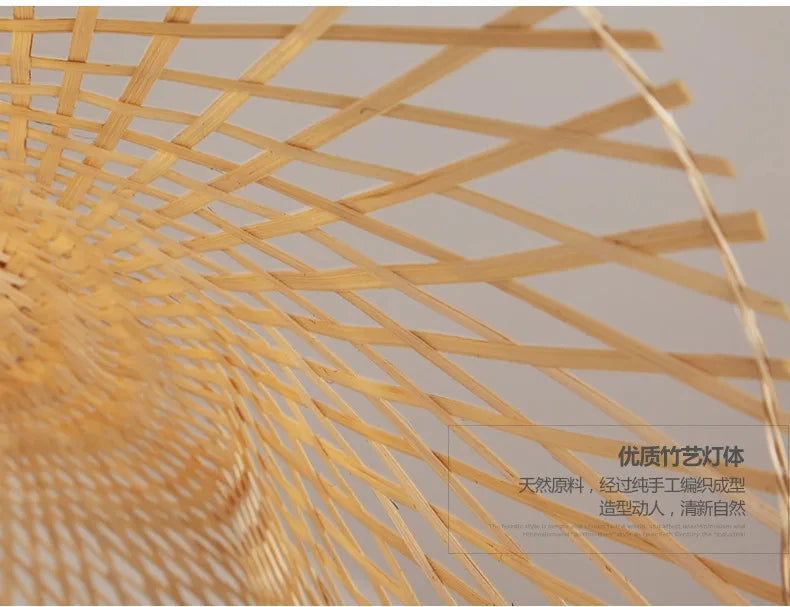 Eco-Friendly Bamboo Pendant Lights E27 Ceiling Fixture for Home & Restaurant