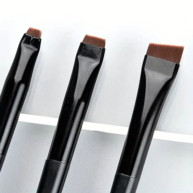 3-Piece Makeup Brush Set - Eyeliner, Eyebrow, Eyeshadow Brushes - Multiple Handle Colors