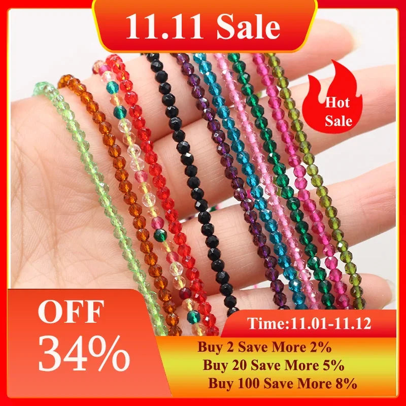 125pcs Spinel Crystal Beads Jewelry Making Supplies 3mm Loose Beads DIY Accessories