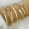 8-Piece Fashion Twist Texture Crystal Geometric Bangles Set for Women