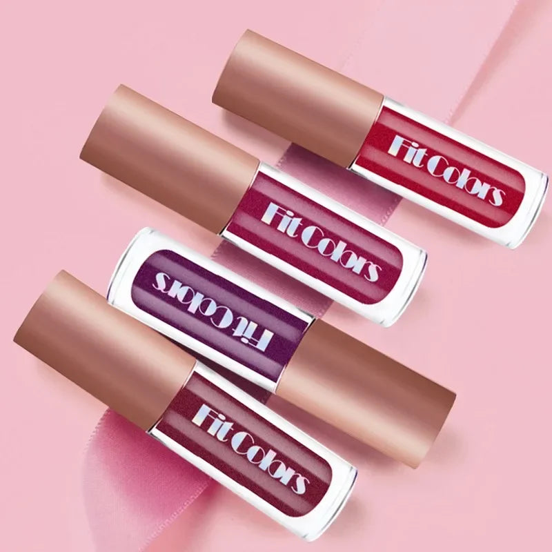 Lip Gloss Set - Metallic No-Stick Pearly Glitter Matte Lip Liquid Kit 4Pcs