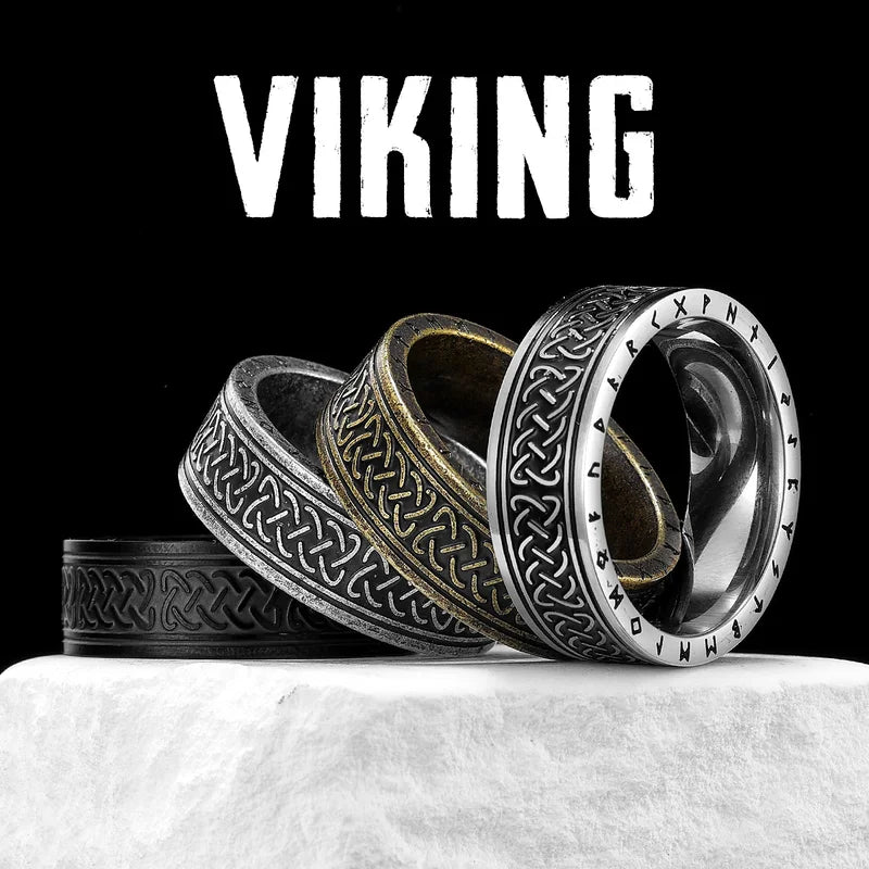 Retro Viking Celtic Knot Men Rings Stainless Steel Punk Jewelry for Men and Women
