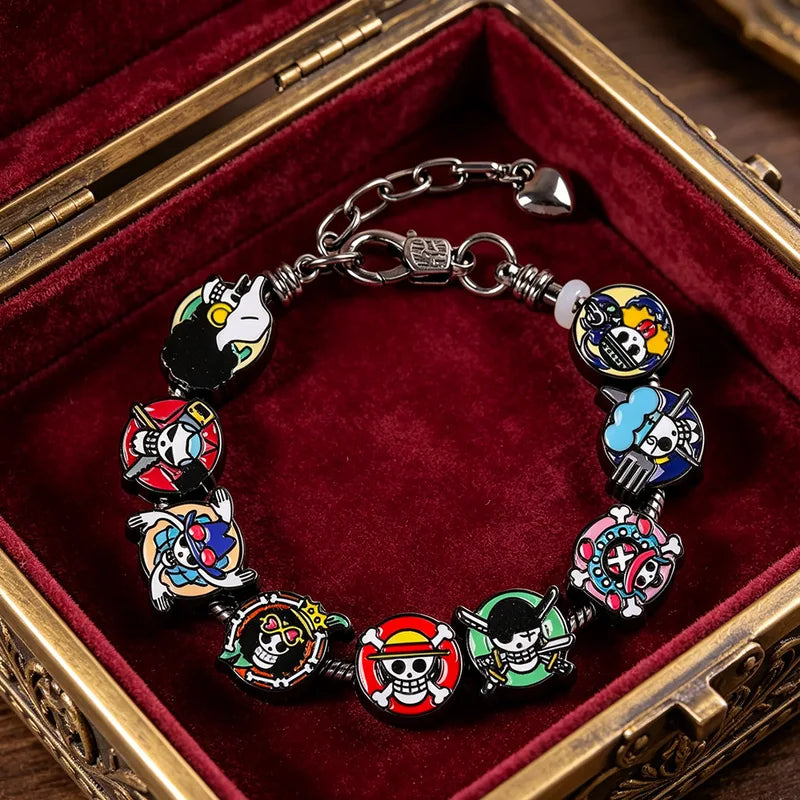 One Piece Monkey D. Luffy Anime Bead Bracelet - Custom Cartoon Jewelry Gift