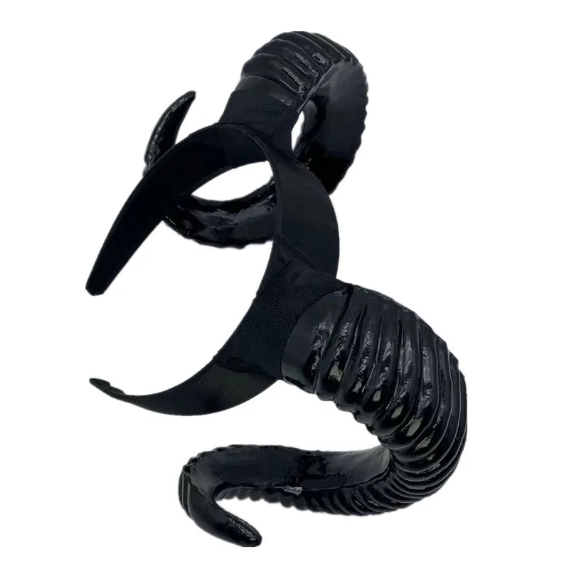 Black Demon Horn Headband Costume Prop Gothic Animal Horns for Halloween Party