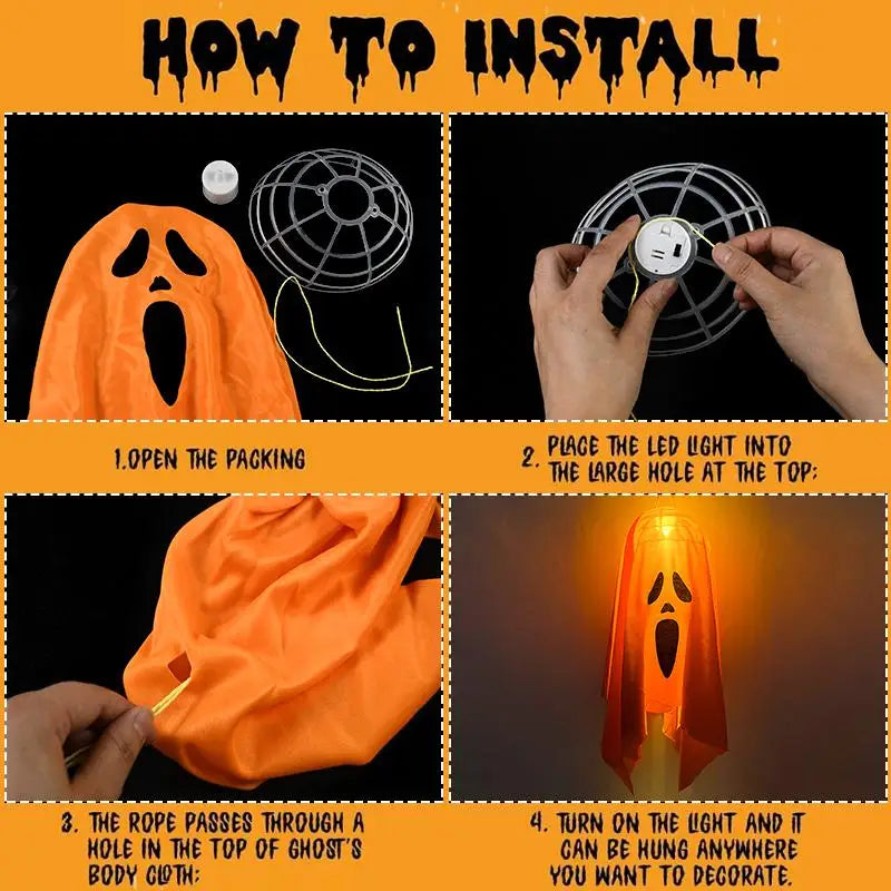 Halloween Party LED Ghost Decoration Light - Indoor Outdoor Haunted House Prop