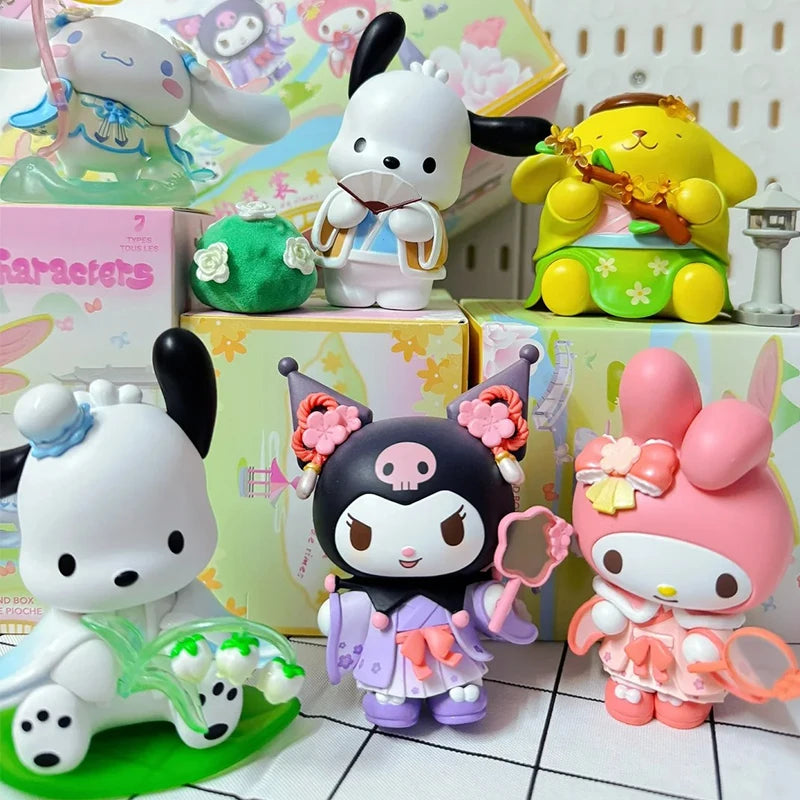 Cute Mystery Action Figure Blind Box Set with Sanrio Characters - Rhyme Flower Clothes Surprise Bag
